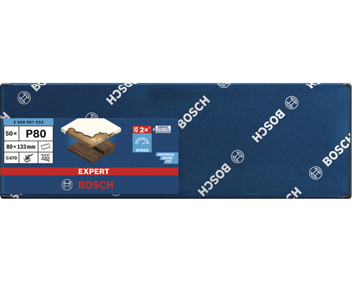 Bosch Expert Schleifpapier P80, 80x133 mm, 50 Stück