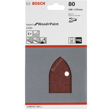 Bosch Expert Schleifpapier für Holz und Farbe, Körnung 80, Größe 100 x 170 Millimeter, 5 Stück
