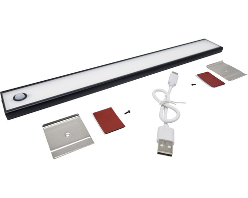 LED Lichtleiste Badenhaus 30 cm mit USB Anschluss für Hochschränke und Unterschränke LED-Leuchte mit Bewegungsmelder, Montagezubehör und USB-Kabel
