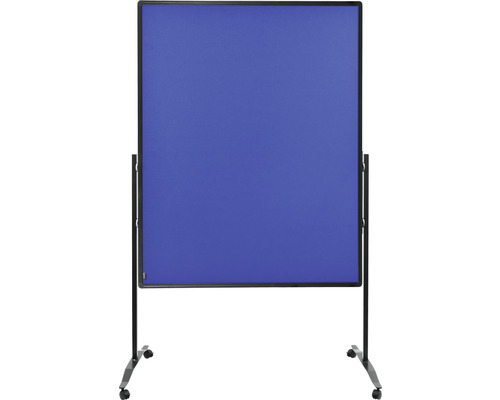 Blaue mobile Stellwand mit Rollen