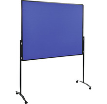 Mobile Stellwand mit blauer Stoffoberfläche und schwarzem Rahmen