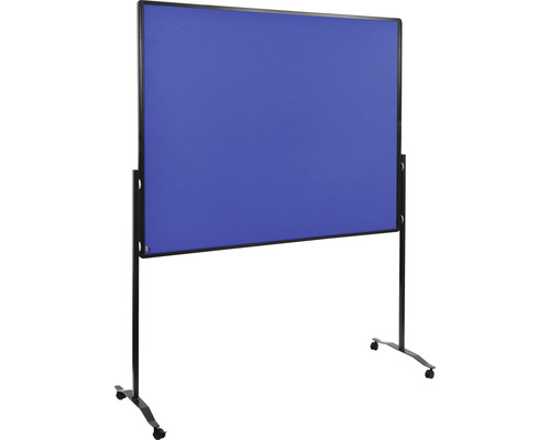 Mobile Stellwand mit blauer Stoffoberfläche und schwarzem Rahmen