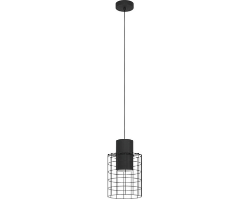 Pendelleuchte 1-flammig HxØ 110x20 cm schwarz Zylinder außen schwarz innen weiß Hängelampe mit Metallkäfig