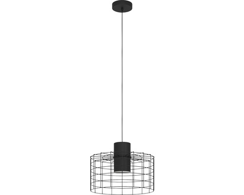 Pendelleuchte 1-flammig HxØ 110x38 cm schwarz Zylinder außen schwarz innen weiß Hängelampe mit Metallkäfig