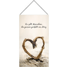Holzschild mit Kette Menschen 13x23 cm