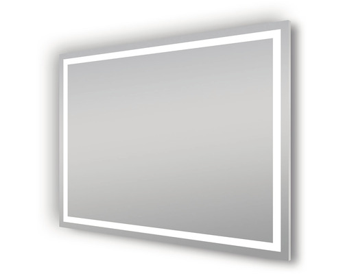 Rechteckiger Spiegel mit umlaufender LED-Beleuchtung