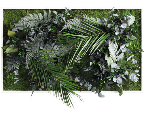Pflanzenbild Dschungeldesign Rahmen weiß 100x60 cm