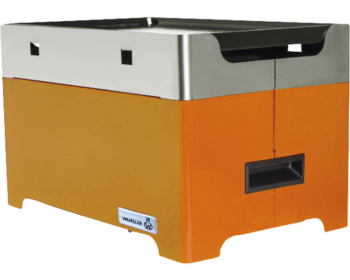 Holzkohlegriller Wamsler orange/silber fahrbar mit Grillfläche 40x26 cm und Aschekasten