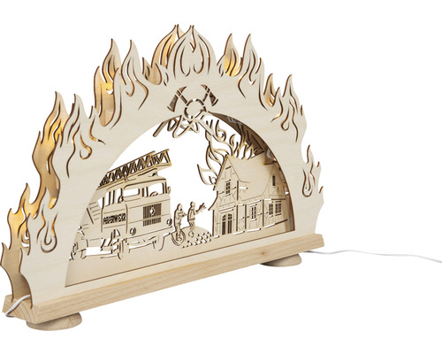 Lichterbogen mit Feuerwehrmotiv aus Holz