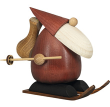 Dekorative Holzfigur eines Skifahrers