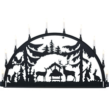 Weihnachtsleuchter mit Waldmotiven und Kerzen