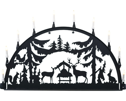 Weihnachtsleuchter mit Waldmotiven und Kerzen