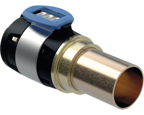 GEBERIT FlowFit Übergang Cu-Rohr 20 x 15 mm mit Klemmringverschraubung 620721001 Rohrverbinder aus Messing mit blauer Markierung
