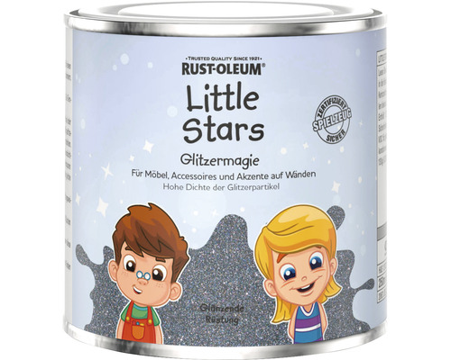 Little Stars Möbelfarbe und Spielzeugfarbe Glitzermagie Glänzende Rüstung silber 250 ml