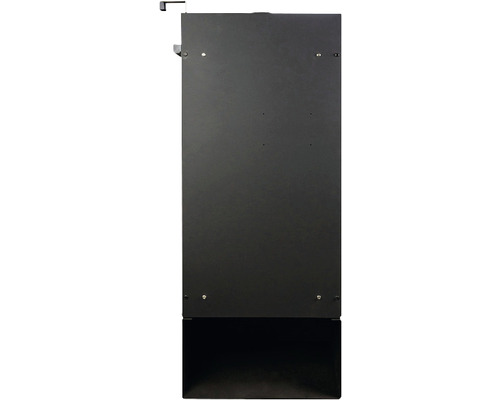 Rückansicht eines schwarzen Badezimmerschranks