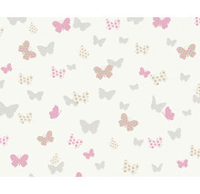 Vliestapete 36933-2 Attractive Schmetterlinge grau rosa weiß-thumb-6