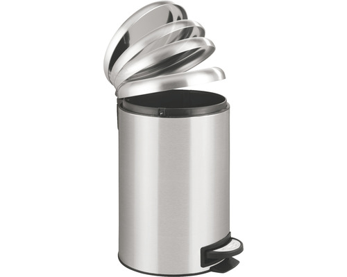 Treteimer aus Stahl mit offenem Deckel