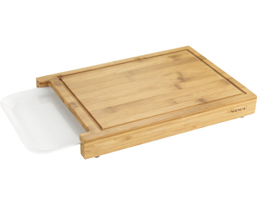 Schneidebrett Wenko Bruno 35 x 25 cm Bambus mit 1 ausziehbaren Schale Bambus Schneidebrett mit Auffangschale