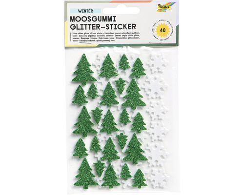 Moosgummi Glitter-Sticker Winter 40-tlg.