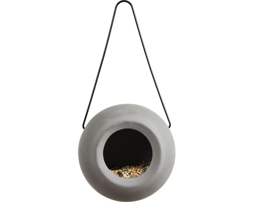 Futterspender Karlie Singing Friend Lisa Keramik ø 14 cm grau Vogelfutterspender aus Stein mit Aufhängung