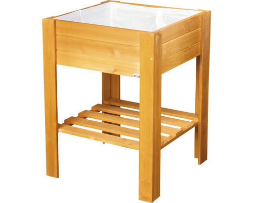 Hochbeet auf Stelzen Wagner System Geen Box Light 53,5 x 53,5 x 70 cm Kastanie Hochbeet aus Holz mit Ablagefläche