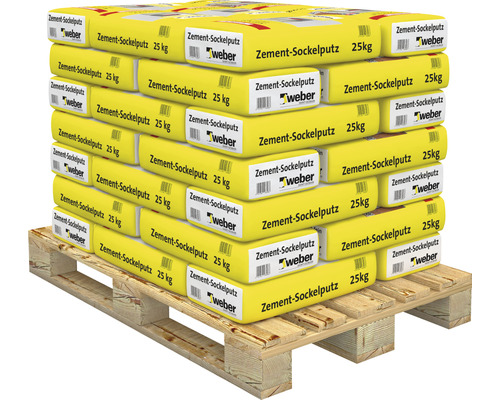 Palette WEBER Zement-Sockelputz 42 Sack = 1050 kg Palette mit Säcken Zement Sockelputz 25 Kilogramm