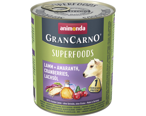 Hundefutter nass animonda Gran Carno Superfood Lamm & Amaranth 800 g