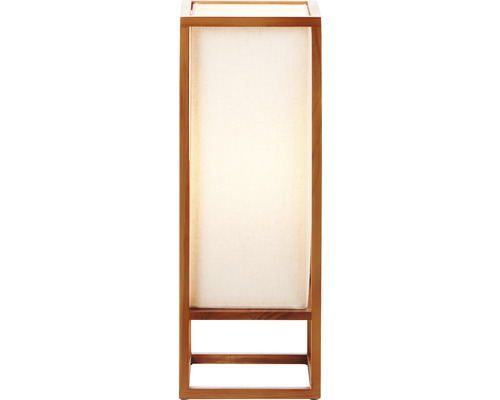 Rechteckige Stehlampe mit Stoffschirm und Holzrahmen