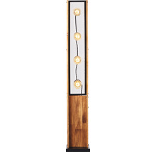 Stehlampe aus Holz mit vier Glühbirnen