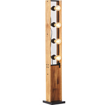 Stehleuchte aus Holz mit Gitter und vier Glühbirnen