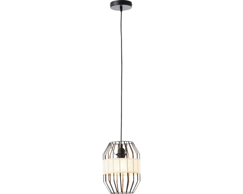 Hängelampe mit Lampenschirm aus Metall und Stoff