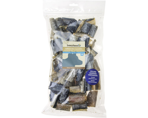 Hundesnack beeztees Lachshaut Canellies 150 g Kauartikel Beutel Hunde-Snacks aus Lachshaut