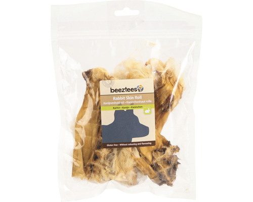 Hundesnack beeztees Kaninchenhaut Rolle 100 g Kauartikel Beetztees Kaninchenhautrolle für Hunde in durchsichtiger Verpackung