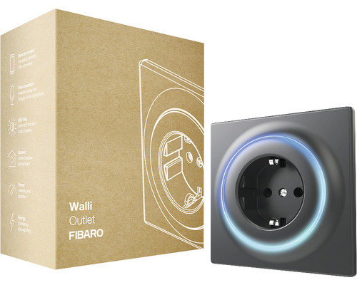 Walli Outlet von Fibaro mit Verpackung, eine smarte Steckdose für das intelligente Zuhause