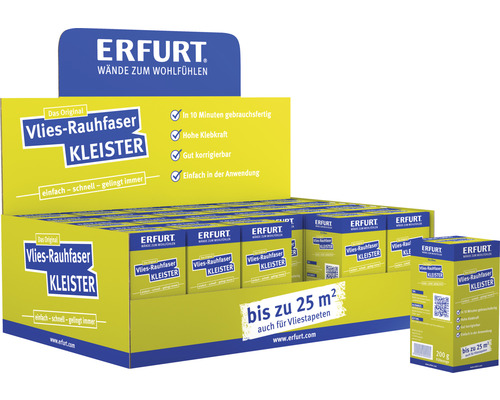 Erfurt Vlies Rauhfaser Kleister Display mit einzelnen 200 Gramm Packungen