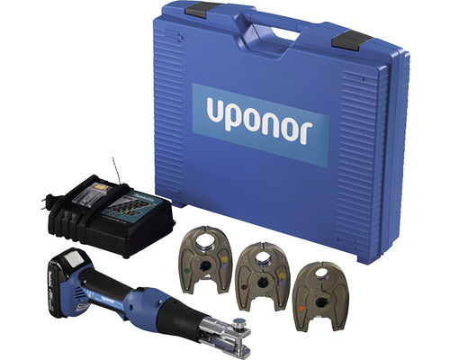 Uponor Akkumaschine S-Press Mini2 KSP0 Pressbacken 16/20/25 mm im Koffer 1083594 Uponor Akku-Pressgerät Set mit Pressbacken, Ladegerät und Transportkoffer