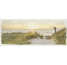 Wandbild aus Holz mit Dünenlandschaft am Meer