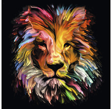Glasbild Colorful Lion Head 80x80 cm