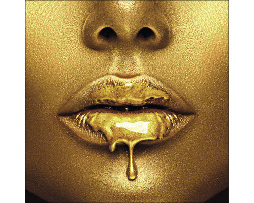 Glasbild Golden Lips I 30x30 cm