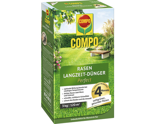 Rasen Langzeit-Dünger COMPO Perfect 3 kg 120 m² Compo Rasen Langzeit-Dünger Perfect, 3 kg, zur Rasenpflege