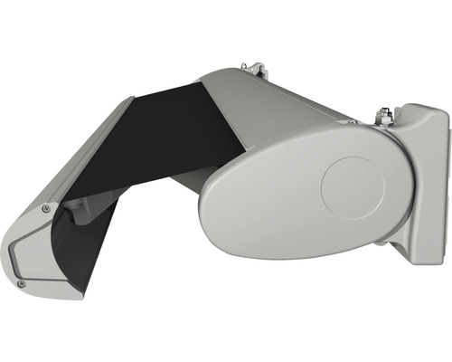 Kassettenmarkise Positano 4x3 Stoff Schwarz (REC-103) Gestell RAL 9006 weißaluminium inkl. Motor mit Nothandkurbel und Fernbedienung