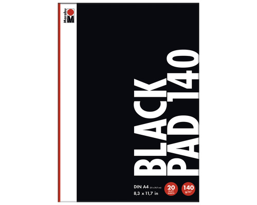 Black PAD schwarzes Papier DIN A4, 140 gr, 20 Blatt