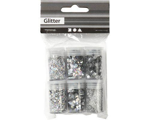 Glitter-/Pailletten-Sortiment silber 6x5 g