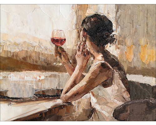 Leinwandbild Girl with wine glas 84x116 cm