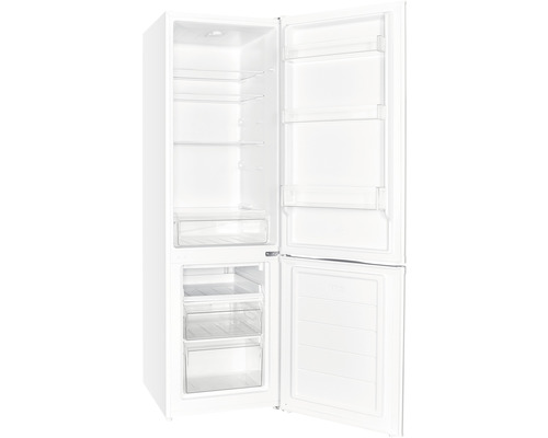 Geöffneter weißer Kühlschrank mit Gefrierfach