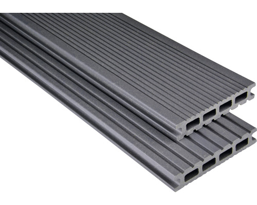 Konsta WPC Terrassendiele Futura Hohlkammerprofil mattiert 26x145 mm (Meterware ab 1000 mm bis max. 6000 mm) grau