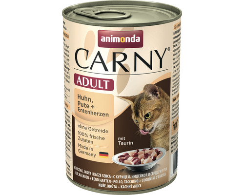 Katzenfutter nass animonda Carny Adult Huhn & Pute & Entenherzen 400 g