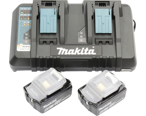Starter Set Makita DC18RD Power Source Kit Li 18V, 2x 6,0 Ah Akkus + Ladegerät Makita Doppelladegerät mit zwei 18-Volt-Akkus