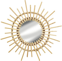 Dekorativer Spiegel mit Rahmen aus Rattan im Sonnen-Design