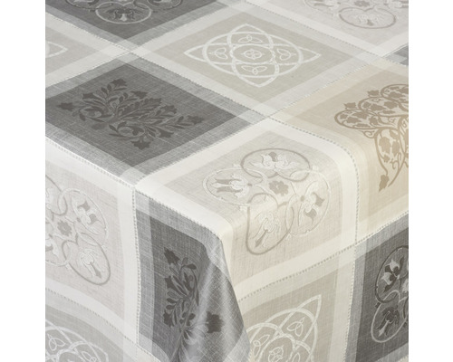 Tischdecke Premium Jacquard grau 140 cm breit (Meterware) Tischdecke mit geometrischen Mustern